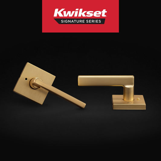 Kwikset 730HFLSQT-4 Halifax Interior Privacy Door Lock Satin Brass Reversible