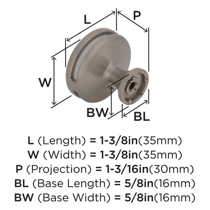 Amerock Cabinet Knob Satin Nickel/Frosted 1-3/8" Diameter Oberon