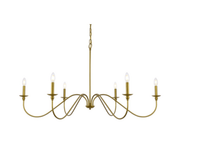 Elegant Lighting LD5056D48 Rohan 6 Light 48"W Taper Candle Style - Brass