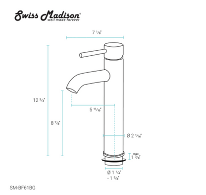 Swiss Madison SM-BF61BG Ivy 1.2 GPM Single Hole Bathroom Faucet Brushed Gold