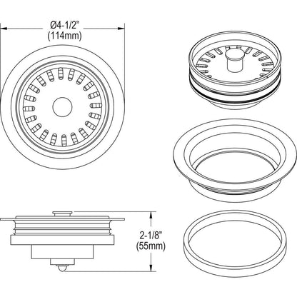 Elkay LKQD35GS Polymer 3.5" Disposer Flange Removable Basket Strainer Greystone