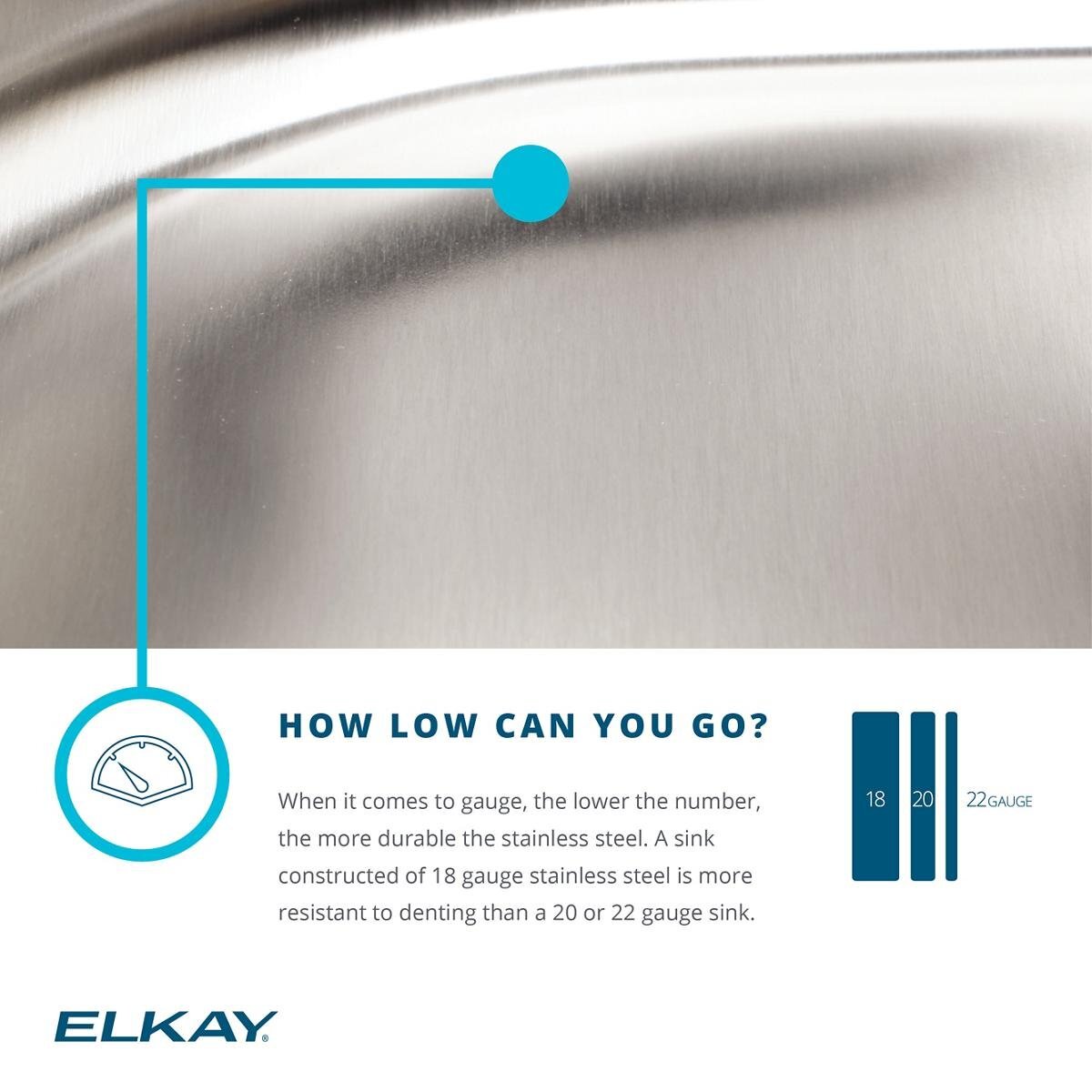 Elkay Lustertone DLR2219103 Single Bowl Top Mount Stainless Steel Sink