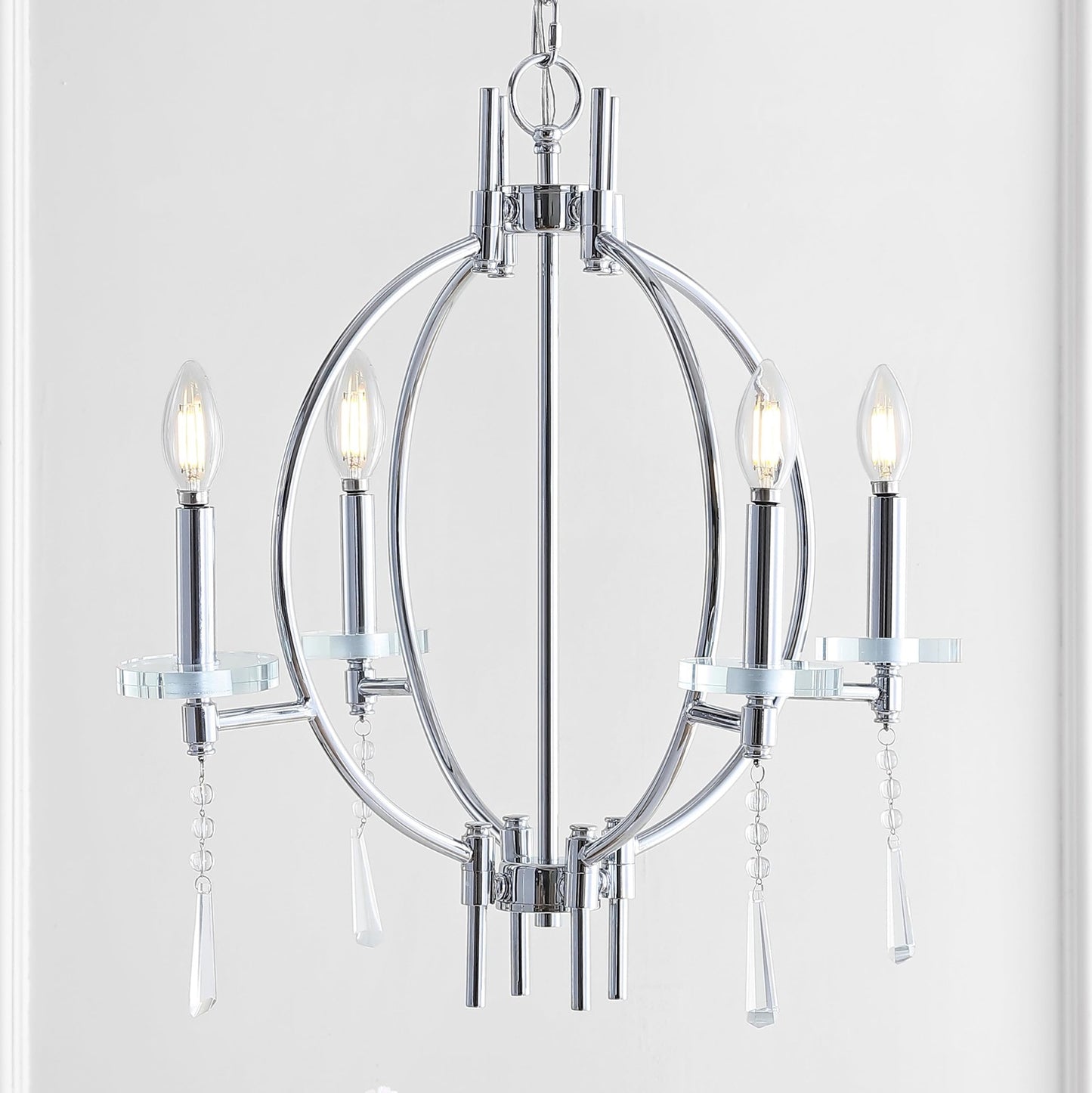 JONATHAN Y JYL7402A Laura 23" Crystal/Metal LED Chandelier Dimmable Chrome