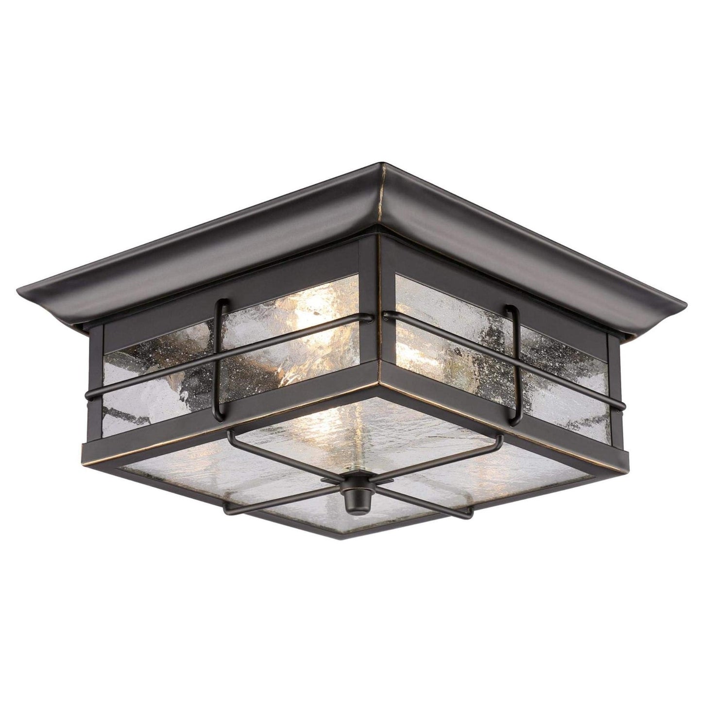 Westinghouse 6578400 Orwell 2 Light Outdoor Flush Mount Fixture ORB&Glass