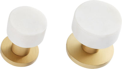 Signature Hardware SH553097WHI Jarek 1-1/4" Round Cabinet Knob-Marble/SatinBrass
