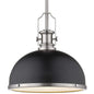 Z-Lite 725P12-MB+BN 1 Light Pendant, Matte Black + Brushed Nickel