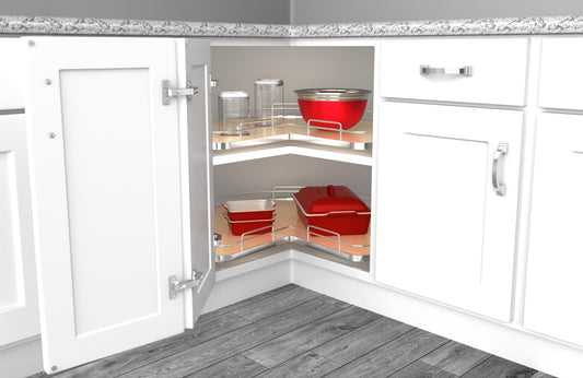 REV-A-SHELF Solid Surface Kidney-Shaped Lazy Susan for Corner Base Cabinet