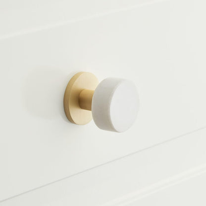 Signature Hardware SH553097WHI Jarek 1-1/4" Round Cabinet Knob-Marble/SatinBrass
