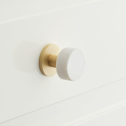 Signature Hardware SH553097WHI Jarek 1-1/4" Round Cabinet Knob-Marble/SatinBrass