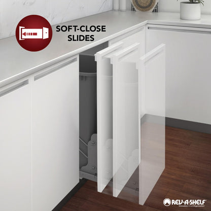 Rev-A-Shelf Double Pullout Under Cabinet Trash Can with Soft-Close, Silver