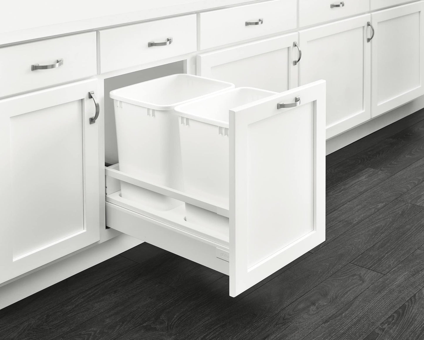 Rev-A-Shelf - TWCSC-21DM-2 - Double 35 Qt. White Pull-Out Bottom Mount Waste
