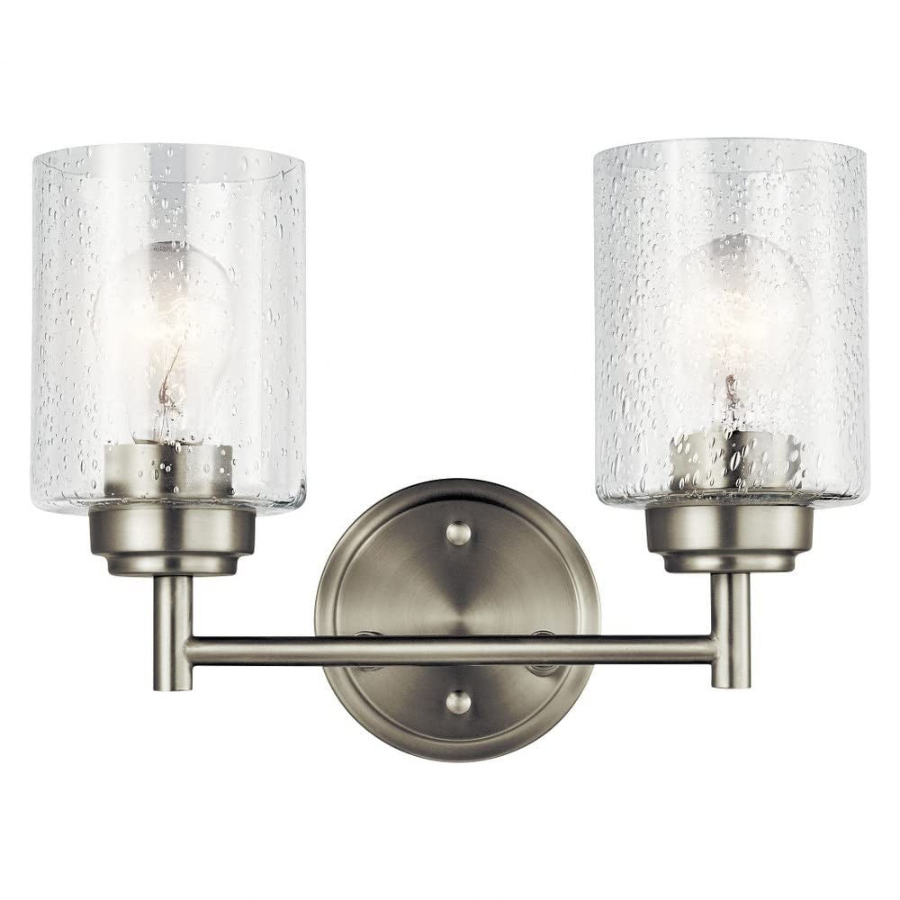 KICHLER 45885BK Winslow Vanity, 2-Light 150 Total Watts, Black, 12.75"