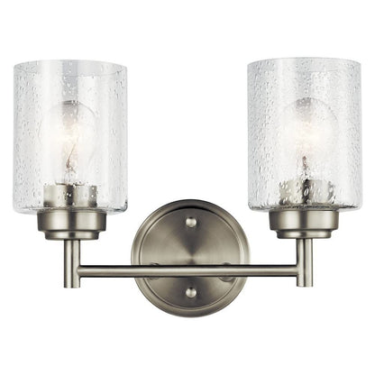 KICHLER 45885BK Winslow Vanity, 2-Light 150 Total Watts, Black, 12.75"