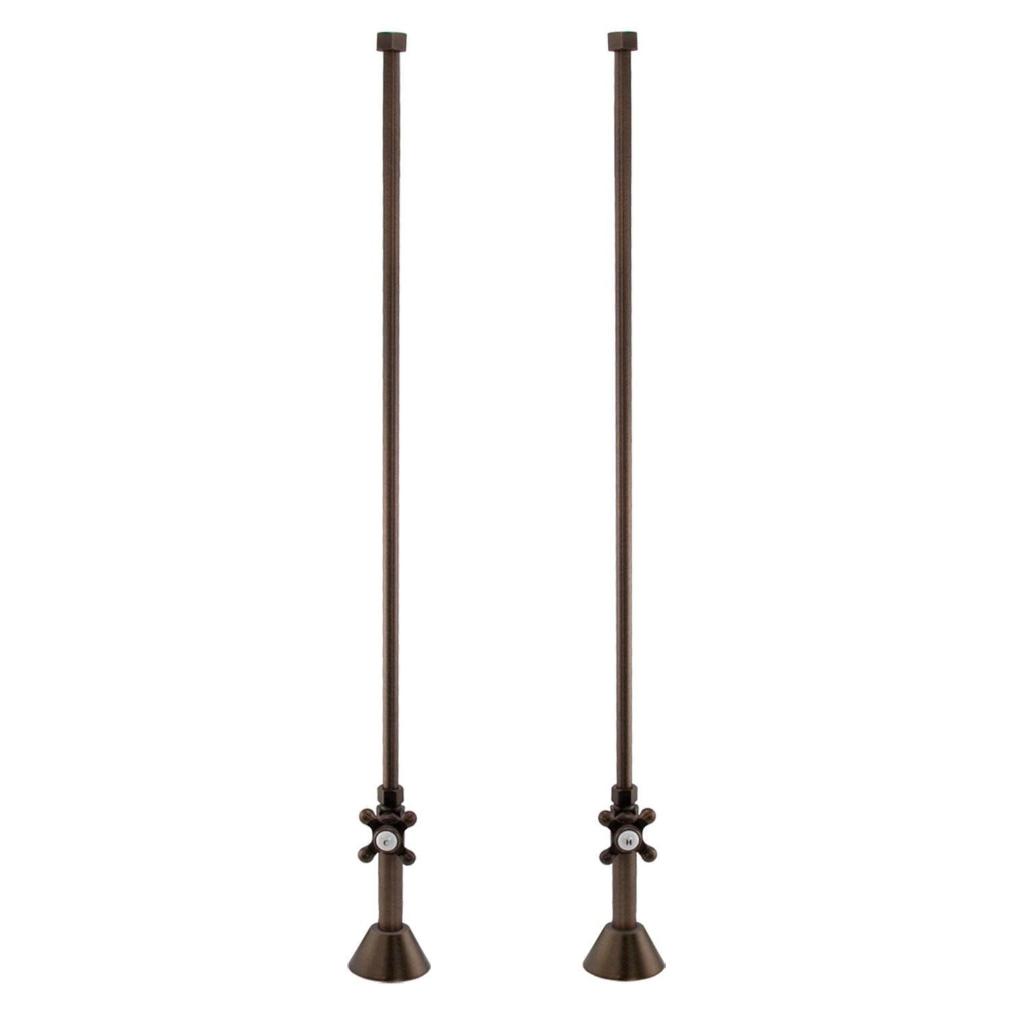 Signature Hardware 158040 Deck-Mount Supply Cross Handle Stops - Brushed Nickel