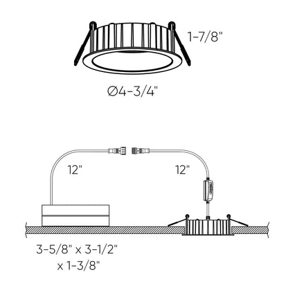DALS Lighting DRR4-CC-WH Notch 4 Inch Deep Regressed LED Panel 5CCT