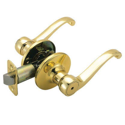Design House 783043 Scroll Privacy Bedroom/Bathroom Door Lever, Polished Brass