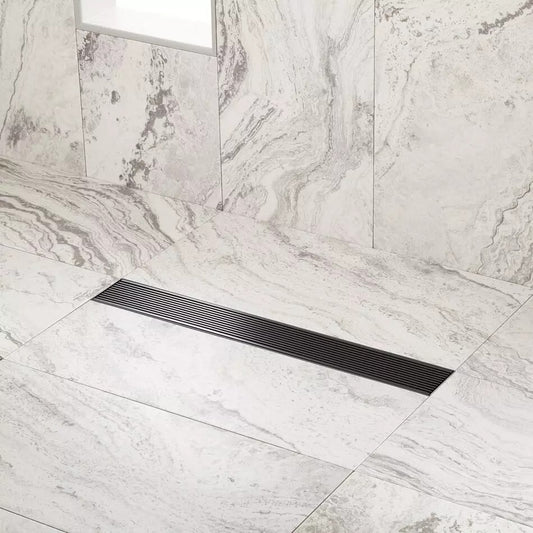 Signature Hardware - 28" Carmen Outdoor Linear Shower Drain Matte Black