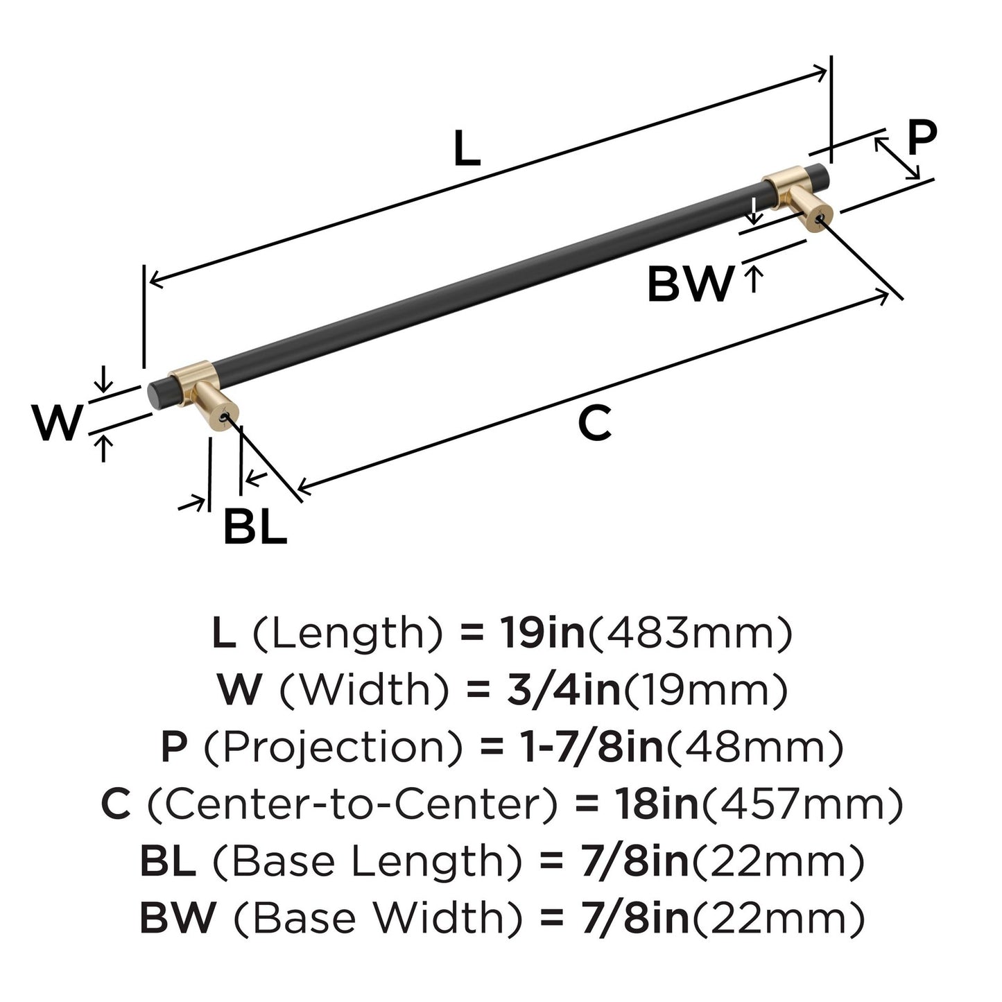 Amerock Mergence 18 inch  MB/Golden Champagne Appliance Pull, BP36984FBBBZ