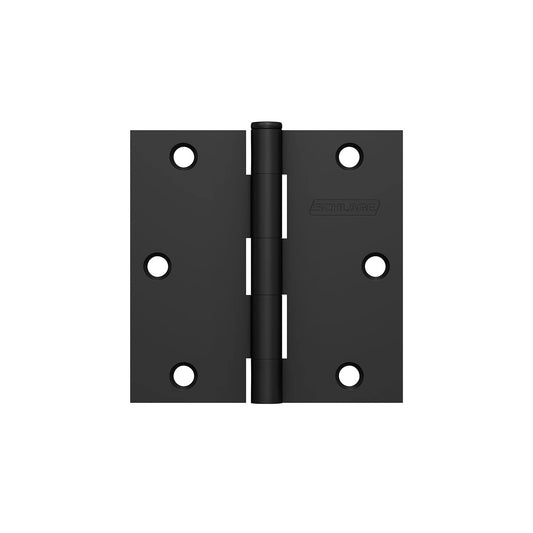 Schlage S3P1010F-RP-622 3.5" Door Hinge w/Square Corner - Matte Black (3-Pack)