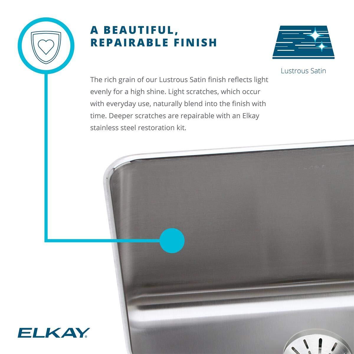 Elkay Lustertone DLR2219103 Single Bowl Top Mount Stainless Steel Sink