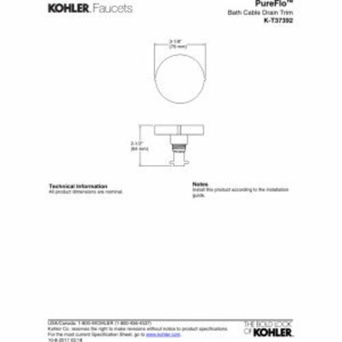 KOHLER PUREFLO™ BATH DRAIN TRIM - CONTEMP ROT - Vibrant Polished Nickel