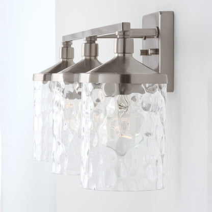 HomePlace Lighting 128831BN-451 Clear Water Glass Vanity Wall Light, 3-Light