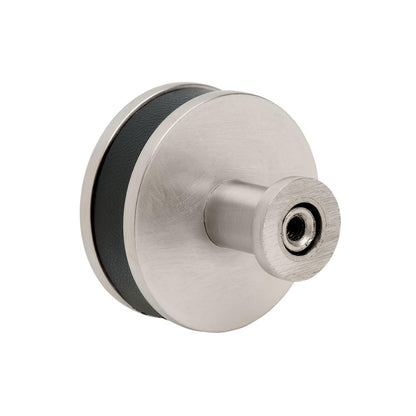 Signature Hardware 489565 Lazzara 1-1/2" Black Leather Mushroom Knob-SatinNickel
