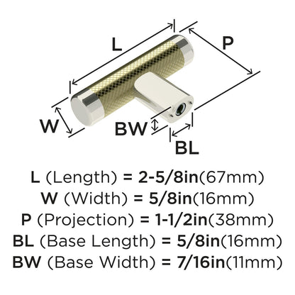 Amerock BP36556PNBBZ Esquire Cabinet Knob Polished Nickel/Golden 2-5/8" Length