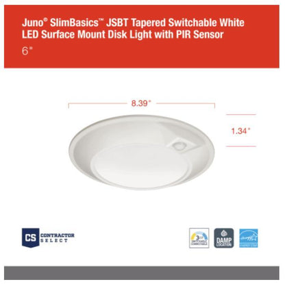 Juno JSBT 6IN SWW2 90CRI PIR MW M6 LED Surface Mount Light with Motion Sensor