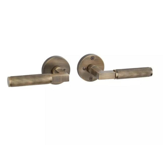 Signature Hardware SH552158AB Satcher Brass Privacy Door Set Lever 2-3/8 LH AB