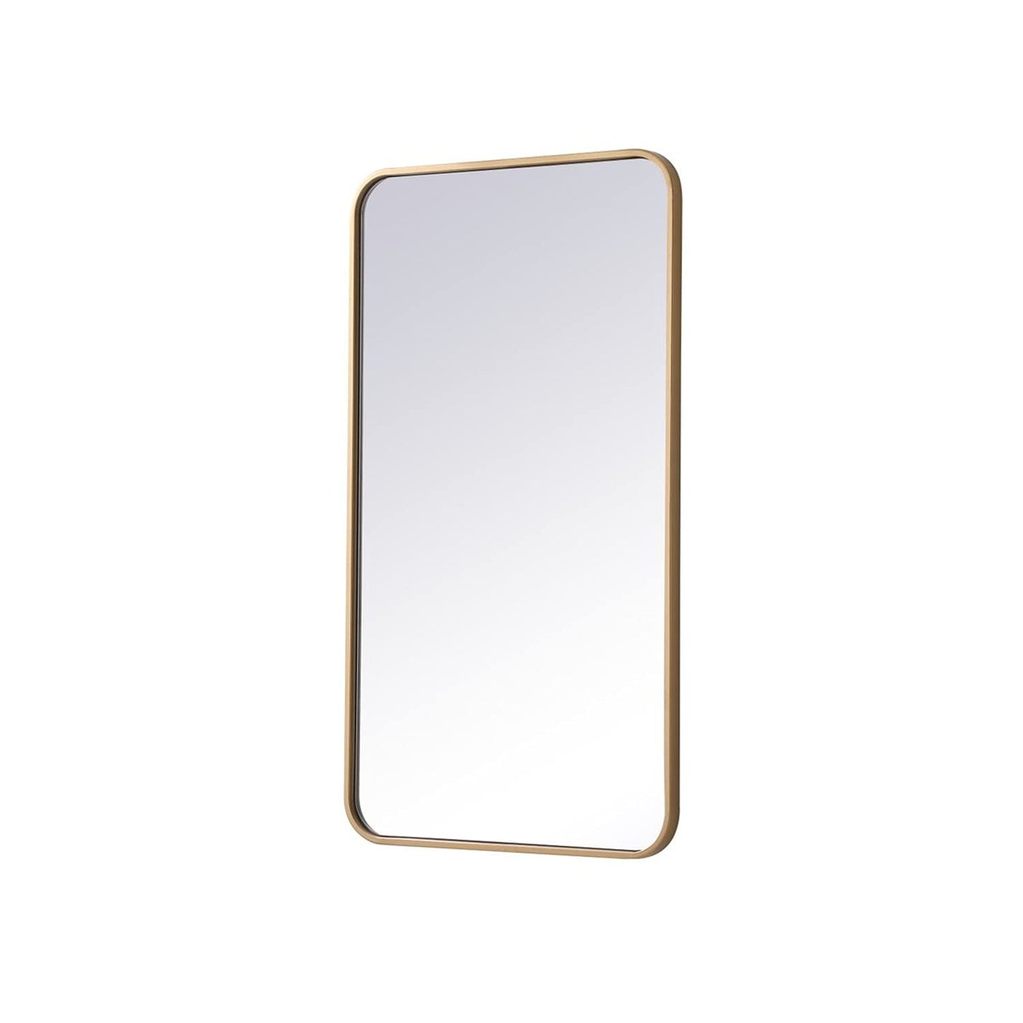 Elegant MR802036BR Evermore 20x36 Soft Corner Metal Rectangular Mirror in Brass