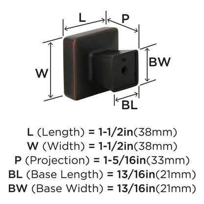 Amerock BP55273ORB Blackrock Cabinet Knob Oil Rubbed Bronze 1-1/2" Length