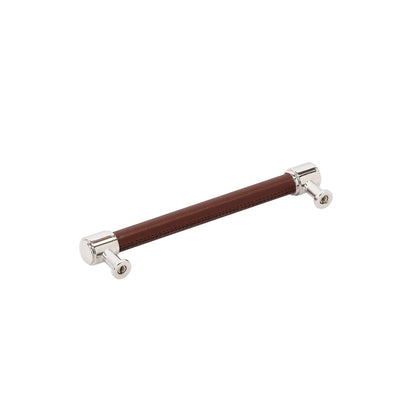 Amerock BP37539BRMLBR Lazzara 6-5/16" C2C Brown Leather Pull-Brushed Gold