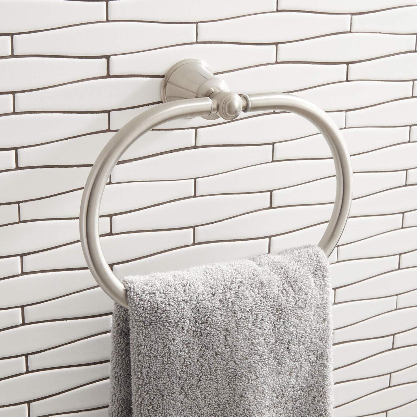 Signature Hardware FH8985BN Cooper 7-1/2" Wall Mounted Towel Ring-Brushed Nickel