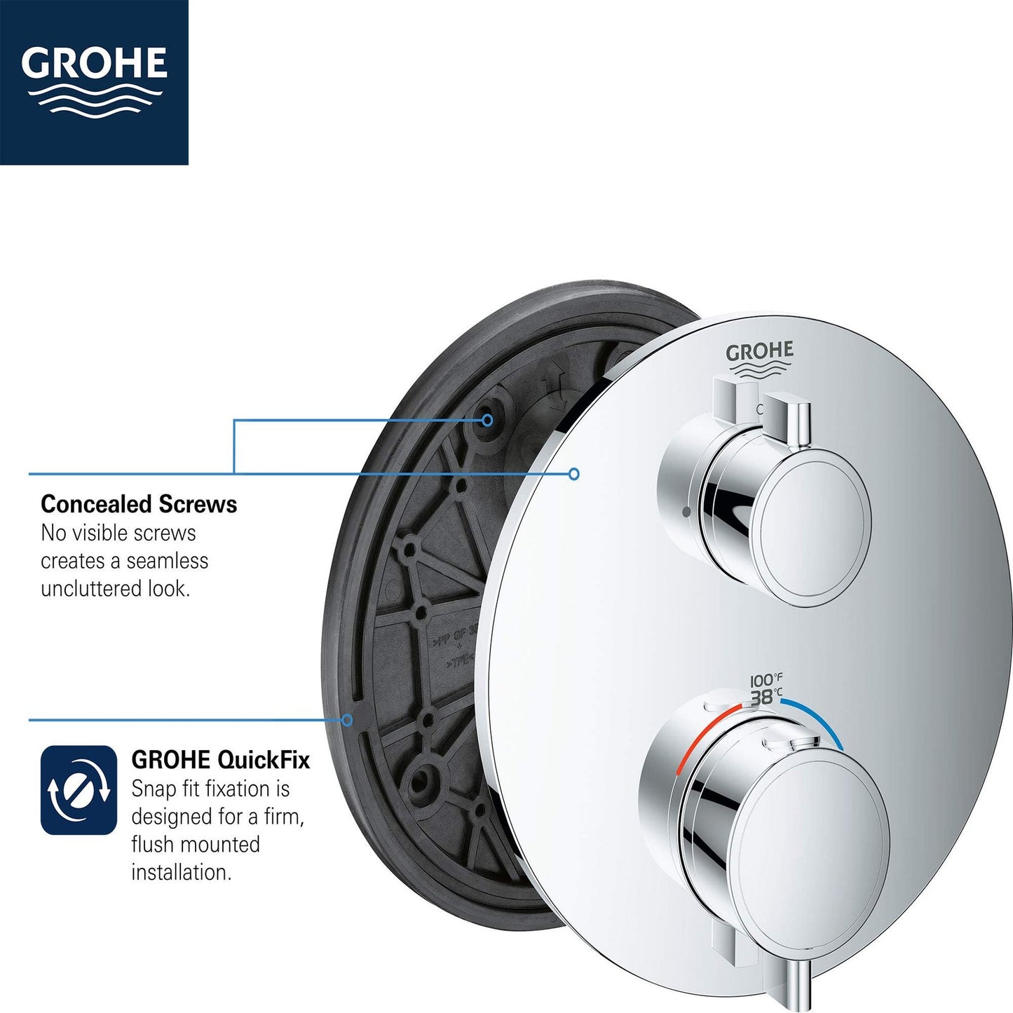 GROHTHERM® SMARTCONTROL SINGLE FUNCTION 2-HANDLE THERMOSTATIC VALVE TRIM