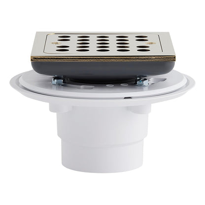 Signature Hardware 948036 Menlo Square Shower Drain with Flange - Aged Brass