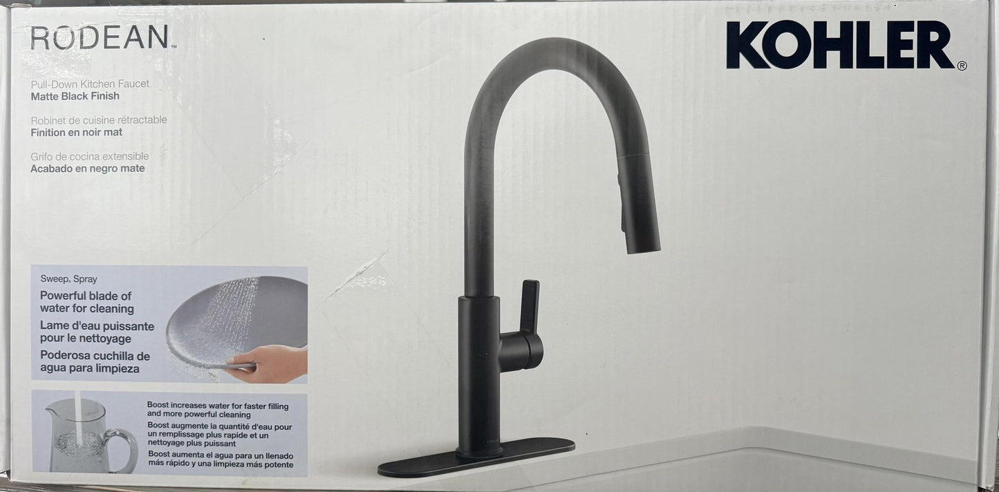 Kohler R38473-BL Rodean Kitchen Faucet Pull Down Matte Black