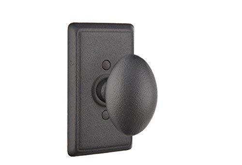EMTEK Steel Rosette Privacy Set w/Savannah Knob 7203SVFBS - Flat Black Steel