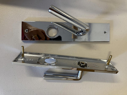 Omnia D12368 Deadbolt Lever Lockset With Plates - Polished Chrome