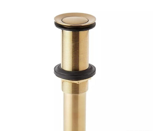Signature Hardware Press Type Pop-Up Bathroom Drain - No Overflow - Brushed Gold