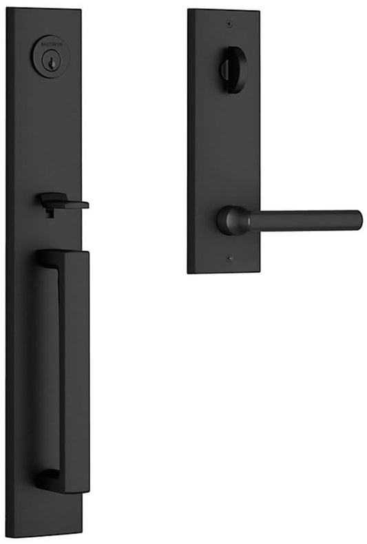 Baldwin EE.SANXTUB.CQE Santa Cruz Single Cylinder Keyed Entry Set Lever Black