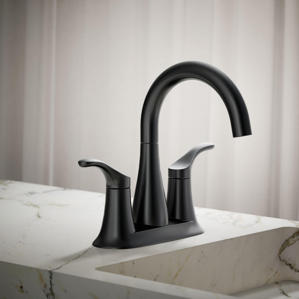 KOHLER K-27388-4-BL Simplice Centerset Bathroom Sink Faucet w/Drain Matte Black