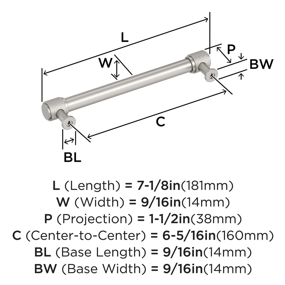 Amerock BP37745G10 6-5/16" Faraday Satin Nickel Drawer Pull
