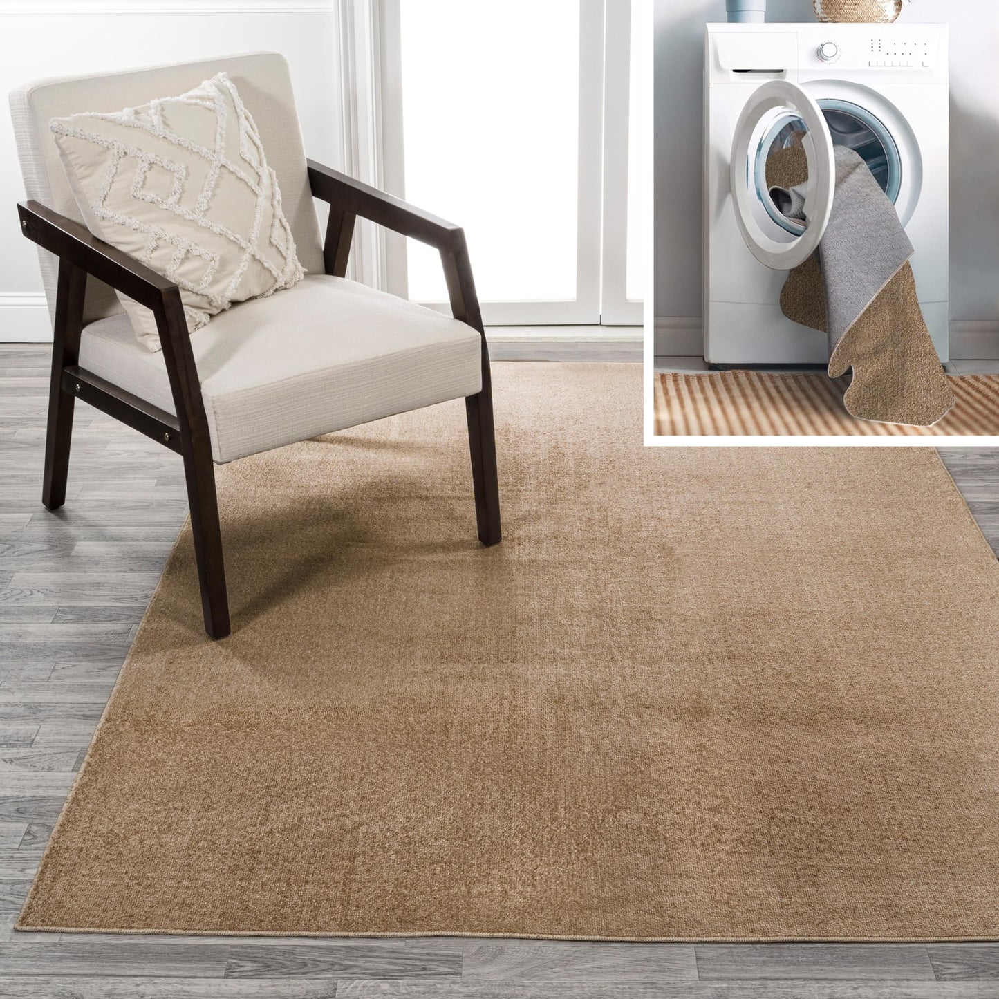 JONATHAN Y WSH300D-4 Twyla Classic Solid Low-Pile Machine-Washable 4 ft. x 6 ft
