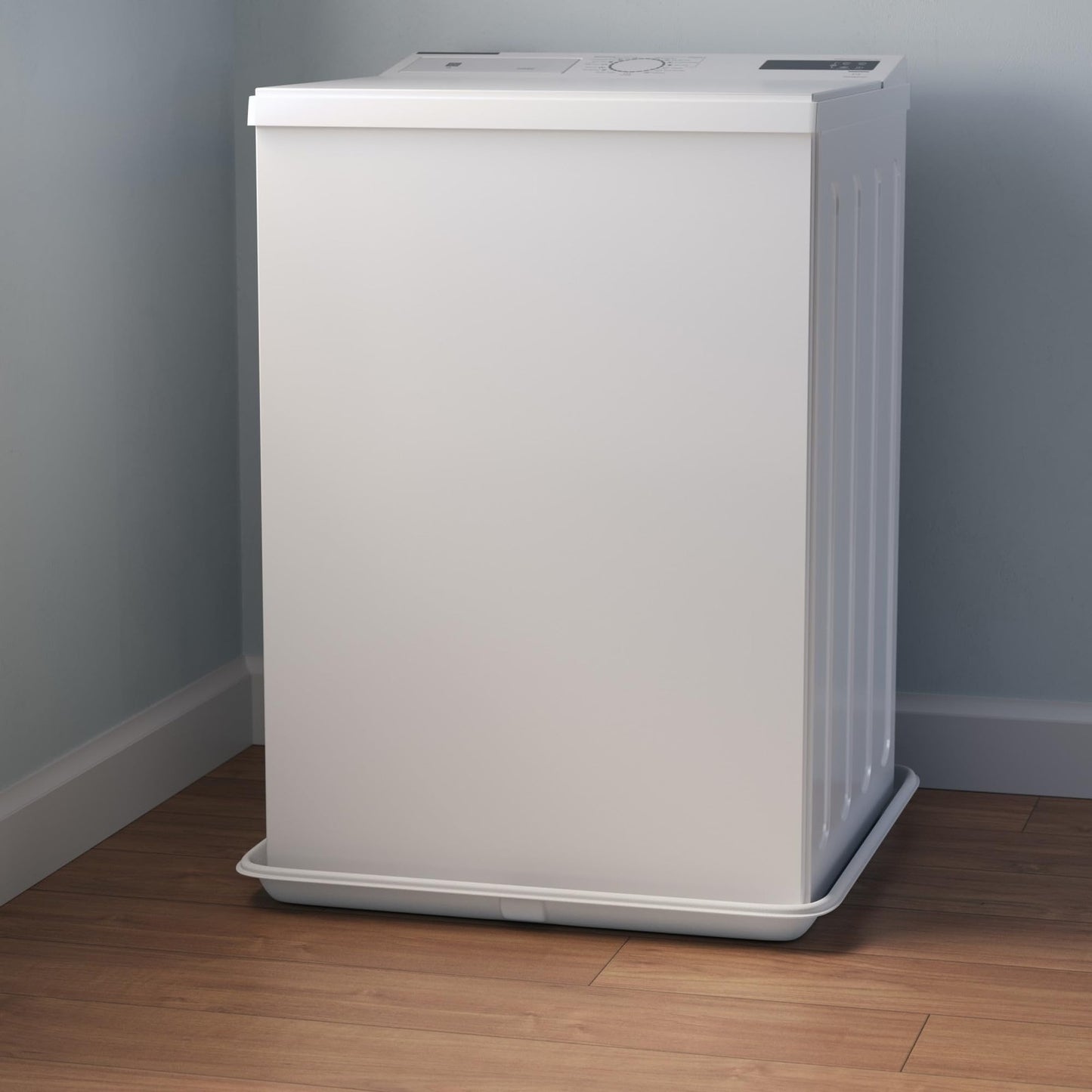 Jones Stephens J04300 28" x 30" Washing Machine Pan with Side Mount Drain White