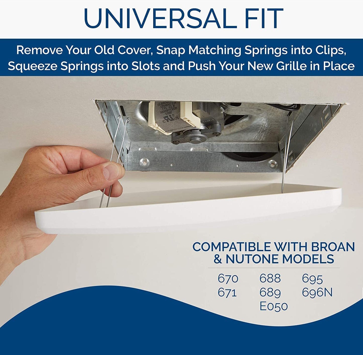 Broan-NuTone FGR101 Replacement Square Bath Vent Exhaust Fan Grille Cover, White