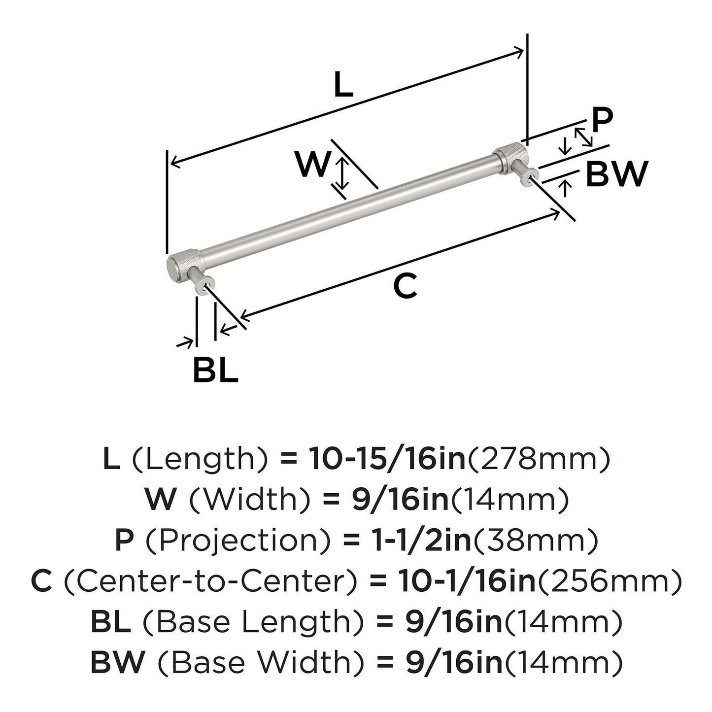 Amerock BP37748G10 10-1/16" Faraday Satin Nickel Drawer Pull