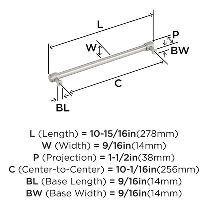 Amerock BP37748G10 10-1/16" Faraday Satin Nickel Drawer Pull