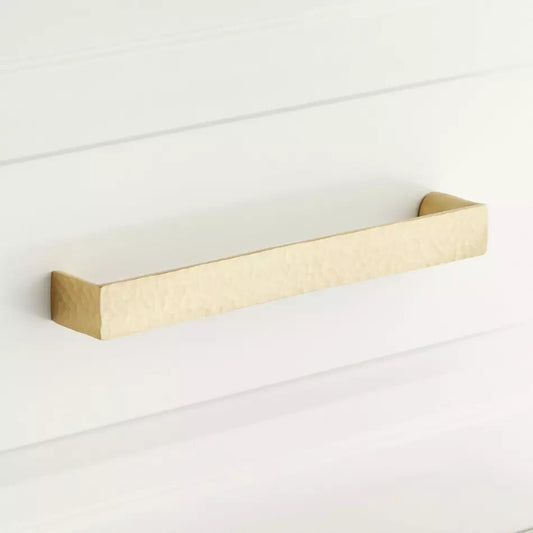 Signature Hardware 6" Grohl Hammered Brass Cabinet Pull - Satin Brass