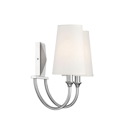 Savoy House 8-2542-2-109 White Fabric Bath Vanity Wall Light, 12" H x 15" W